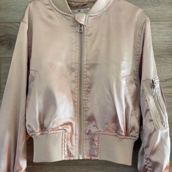 H&M Pink Satin Flight Jacket, Kid’s Size 8-9 - Picture 2 of 5